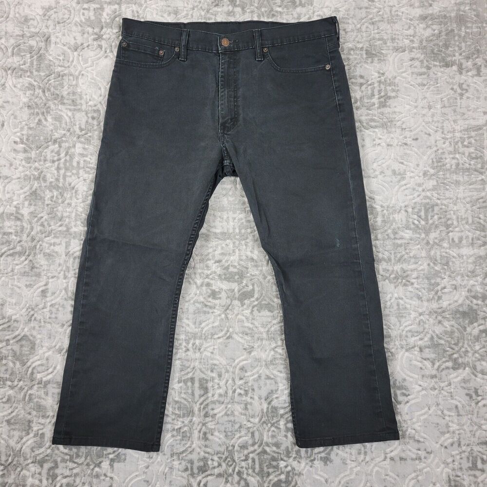 Levi's 513 Jeans Mens 36x24 Black Dark Straight Leg Denim Pants Hemmed